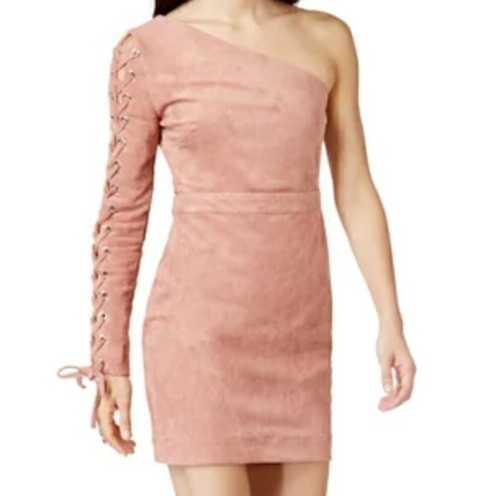 NWT Endless Rose Faux Suede A-Line Bodycon Dress Azalea Pink Size L
